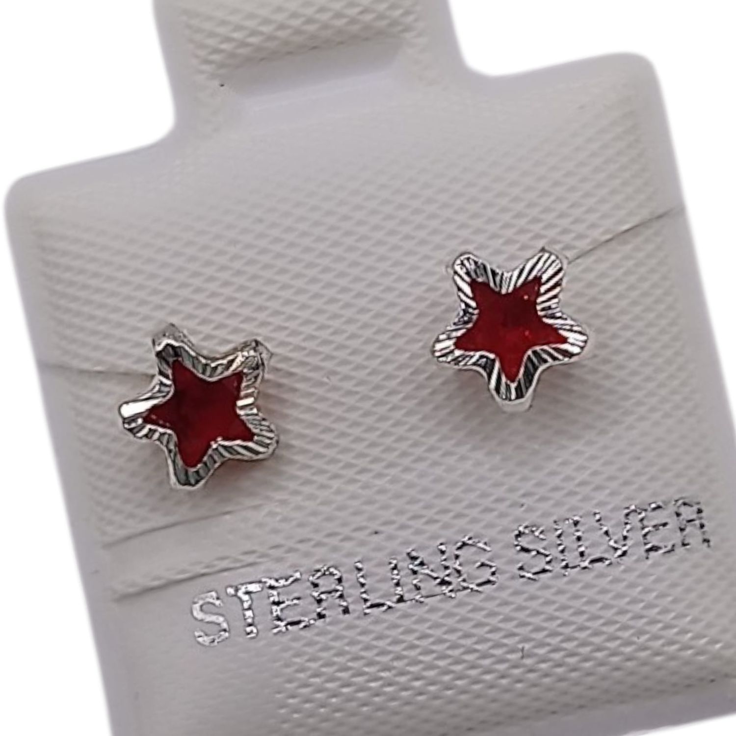 BROQUEL ESTRELLA CZ ROJA, BROCHE DE BOLITA, PLATA .925