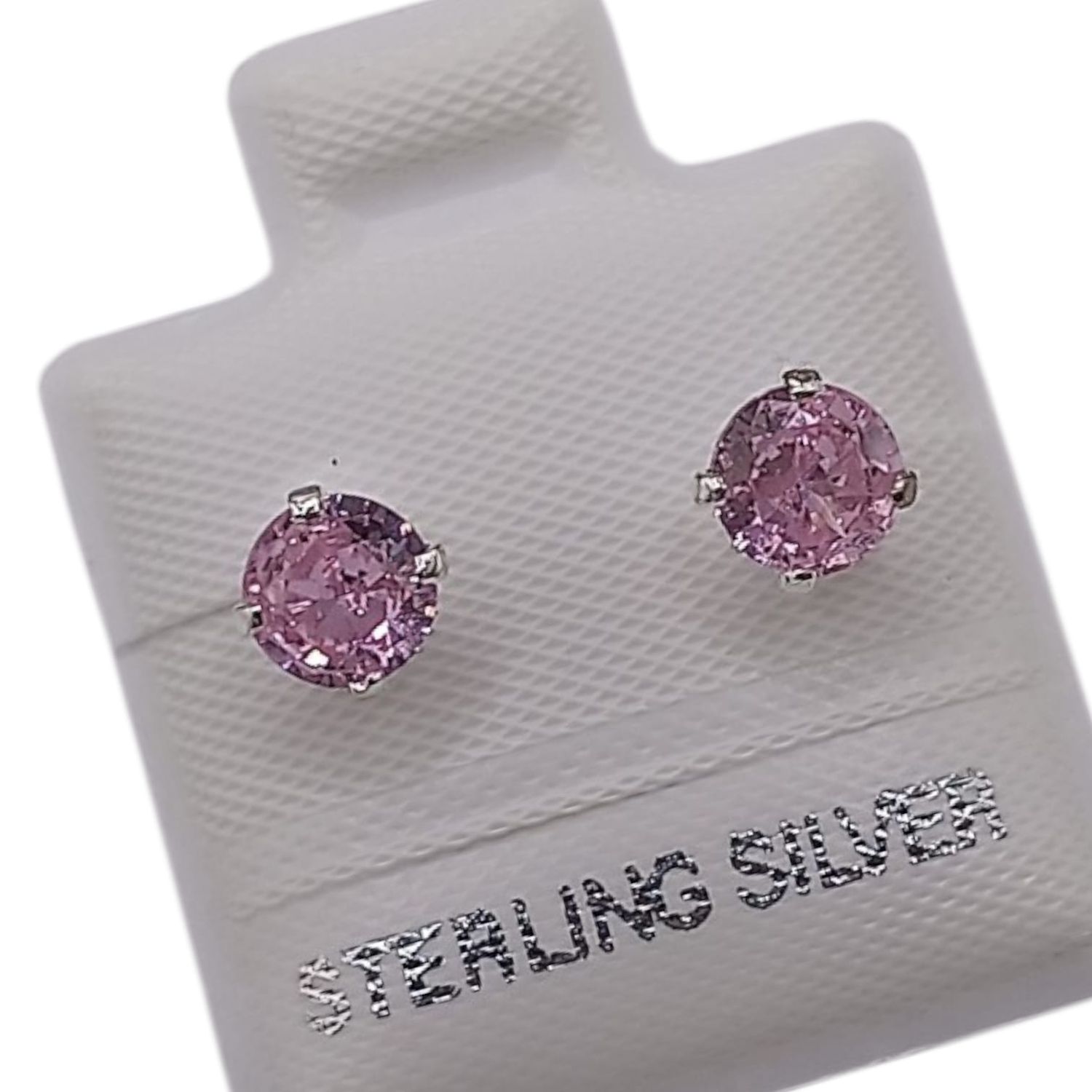 BROQUEL RECTO 5 MM, CZ ROSA, BROCHE BOLITA, PLATA .925