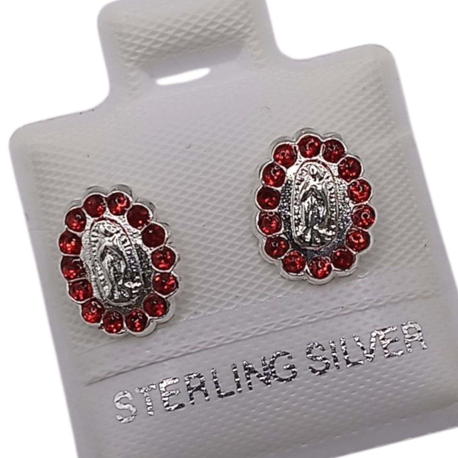 BROQUEL VIRGEN DE GPE CZ ROJA, BROCHE BOLITA, PLATA .925