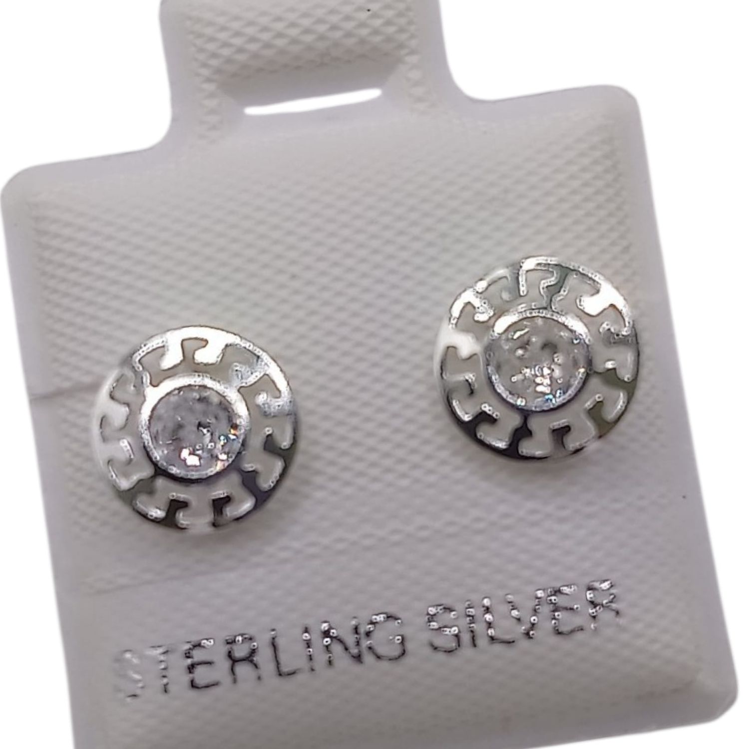 BROQUEL BISELADO CZ BLANCA, BROCHE BOLITA, PLATA .925