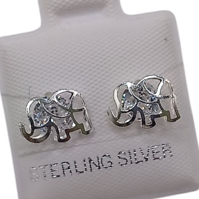 BROQUEL ELEFANTE CZ BLANCA, BROCHE BOLITA, PLATA .925