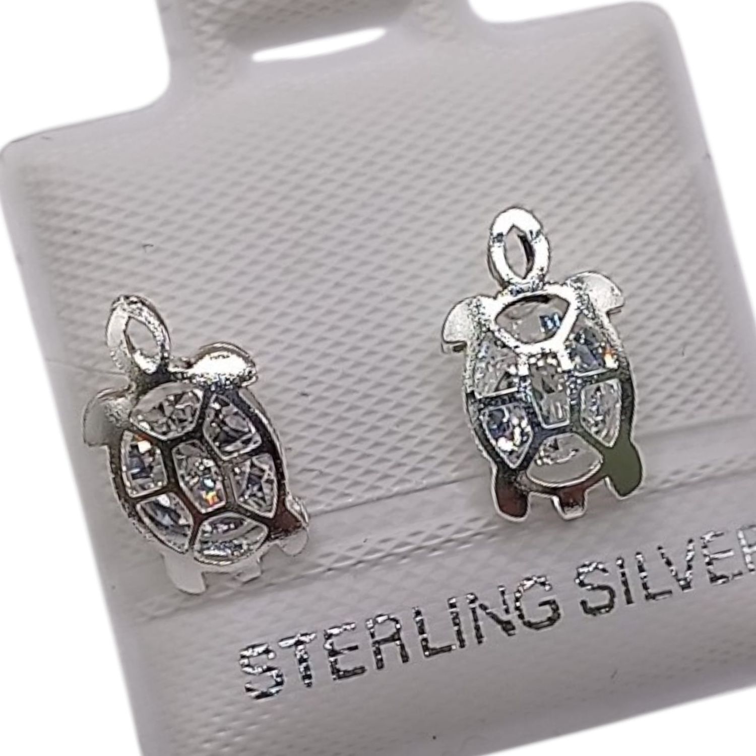 BROQUEL TORTUGUITA, CZ BLANCA, BROCHE BOLITA, PLATA .925