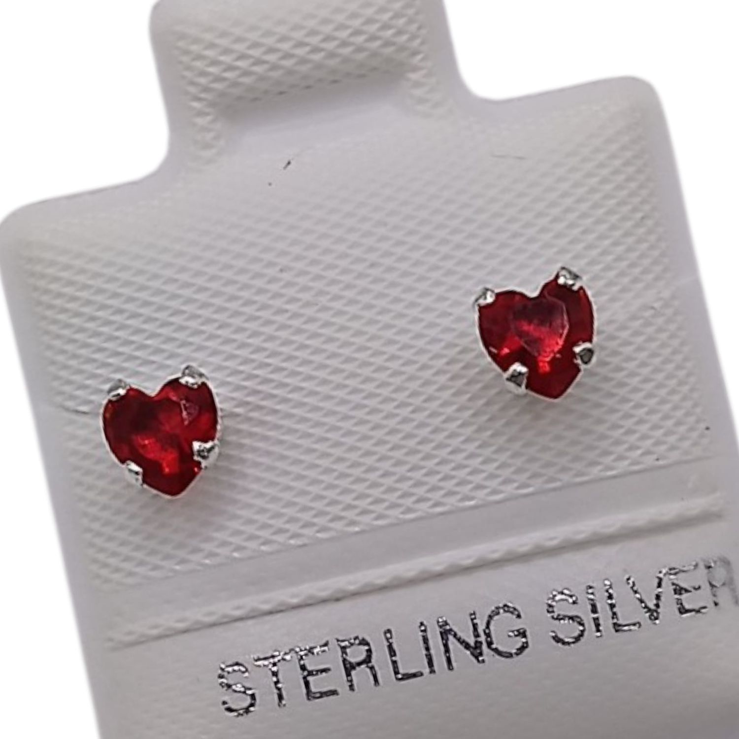 BROQUEL CORAZON CZ ROJA, BROCHE BOLITA, PLATA .925