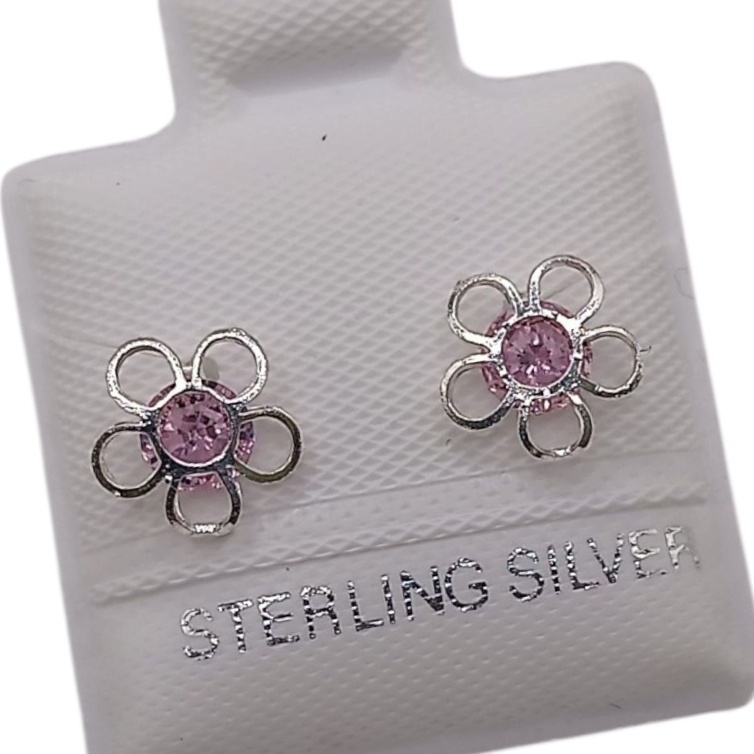 BROQUEL FLOR CZ ROSA, BROCHE BOLITA, PLATA .925