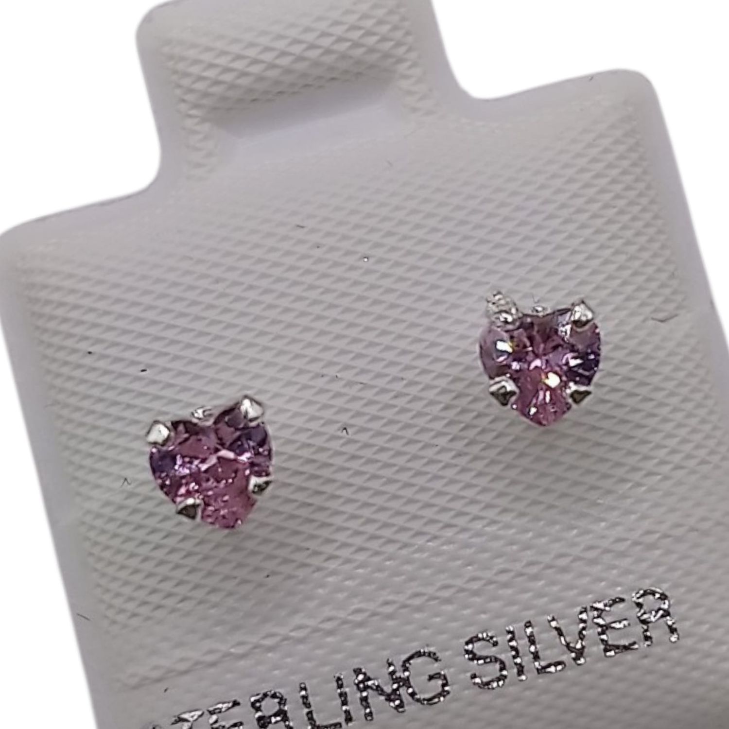 BROQUEL CORAZON CZ ROSA, BROCHE BOLITA PLATA .925