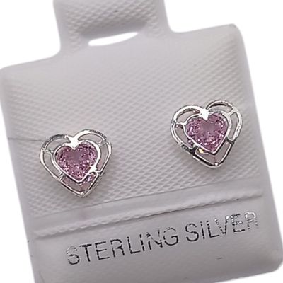 BROQUEL CORAZON CS ROSA, BROCHE BOLITA  PLATA .925