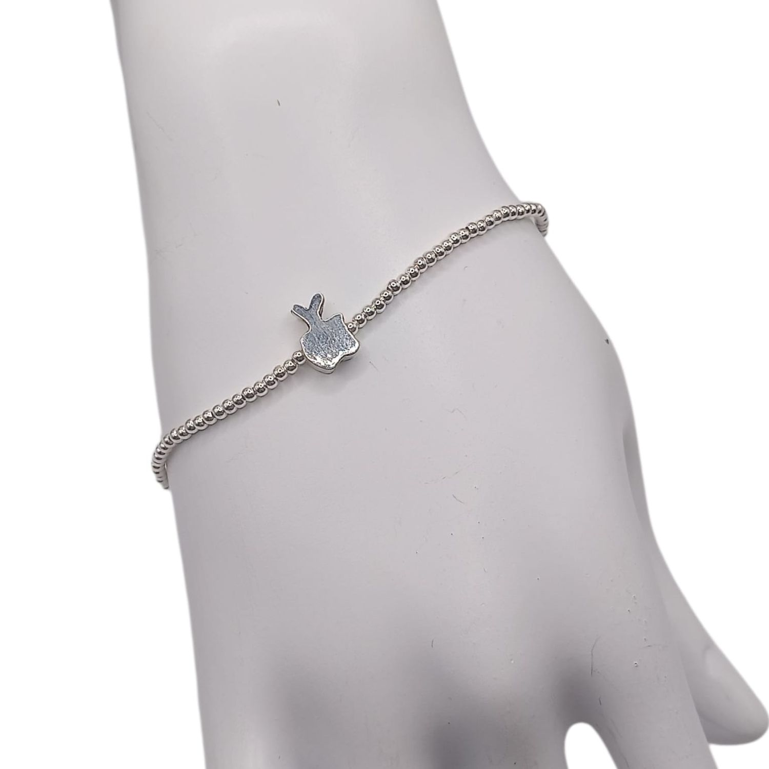 PULSERA ELASTICA BOLITAS CON MANZANITA, PLATA .925