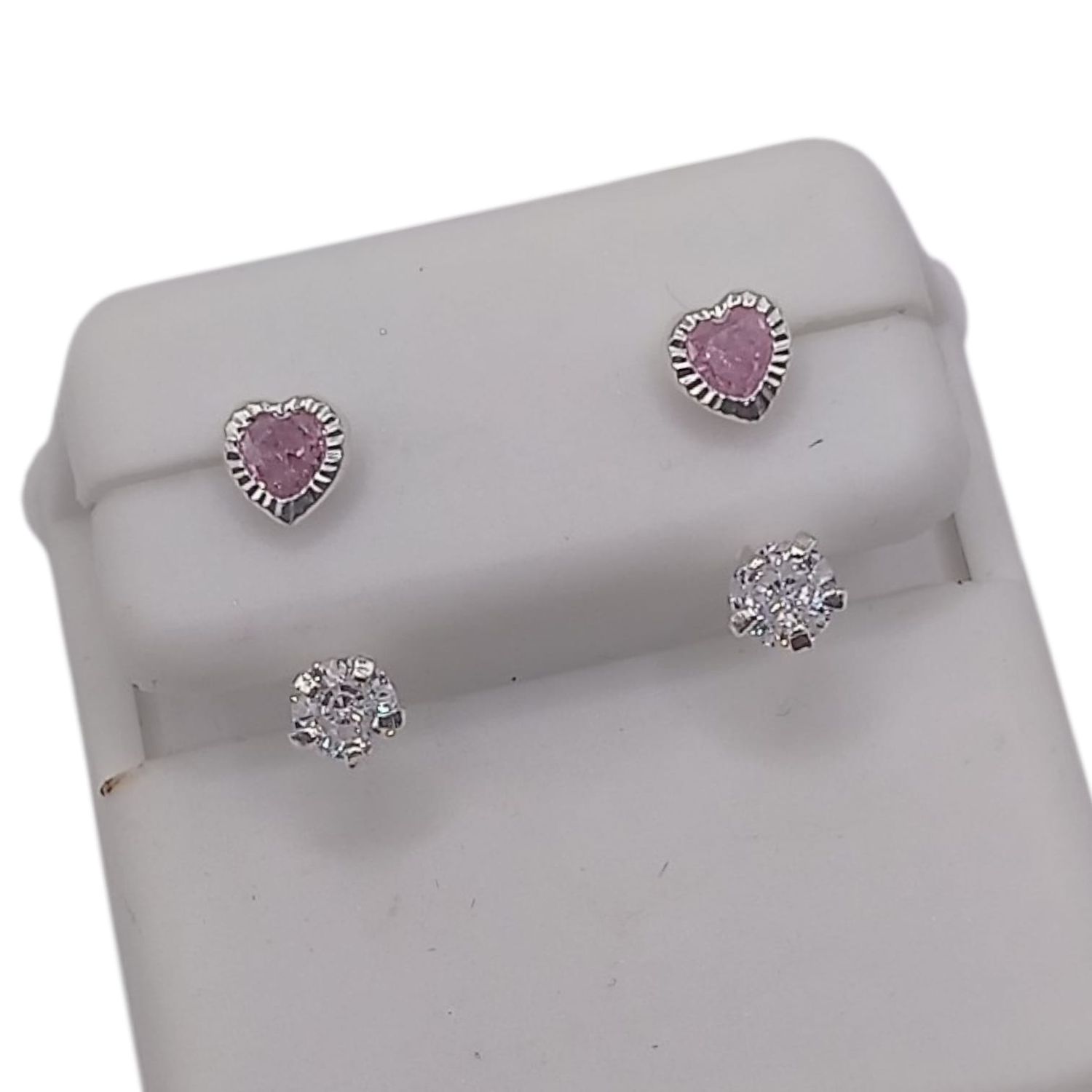 BROQUEL CURVO CZ ROSA, PLATA .925