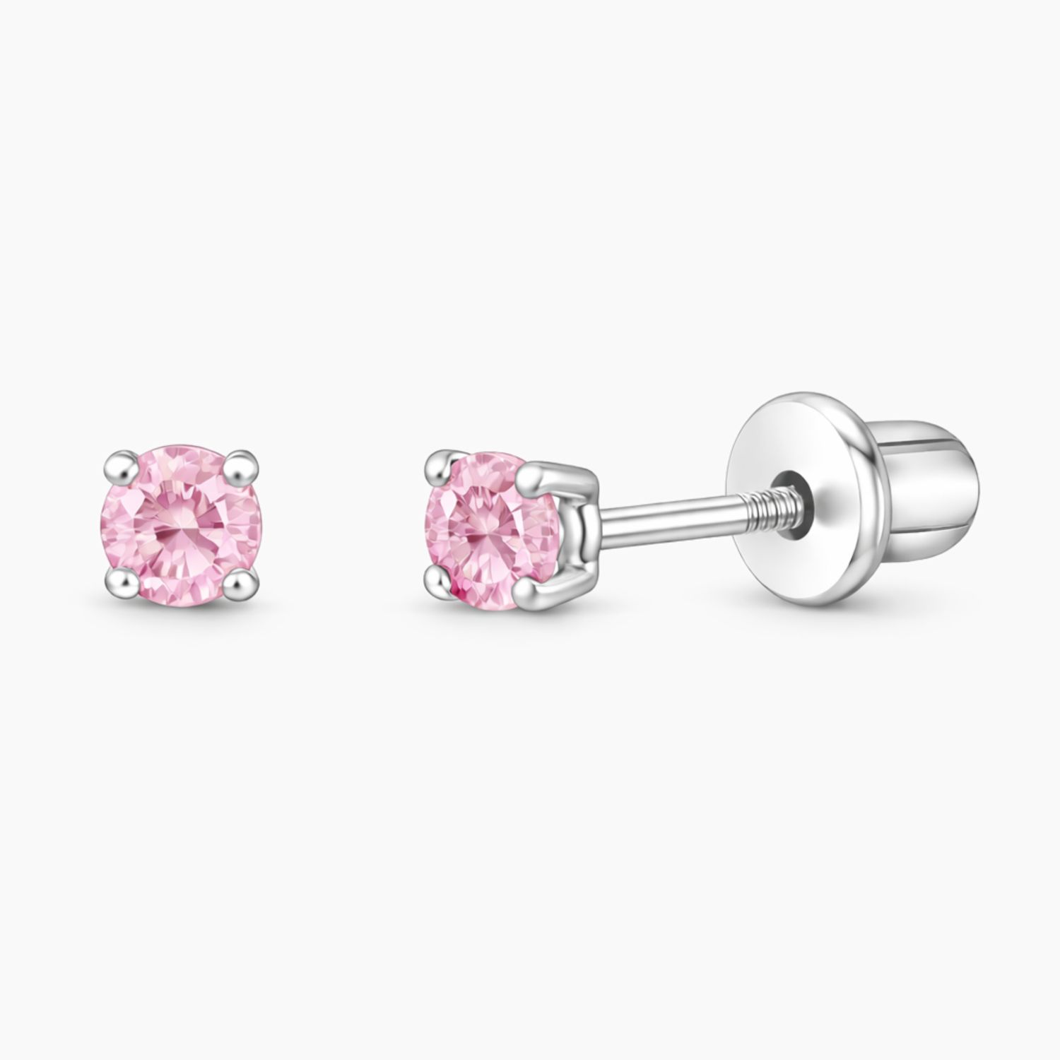 BROQUEL RECTO 2MM, CZ ROSA, BROCHE BOLITA, PLATA .925