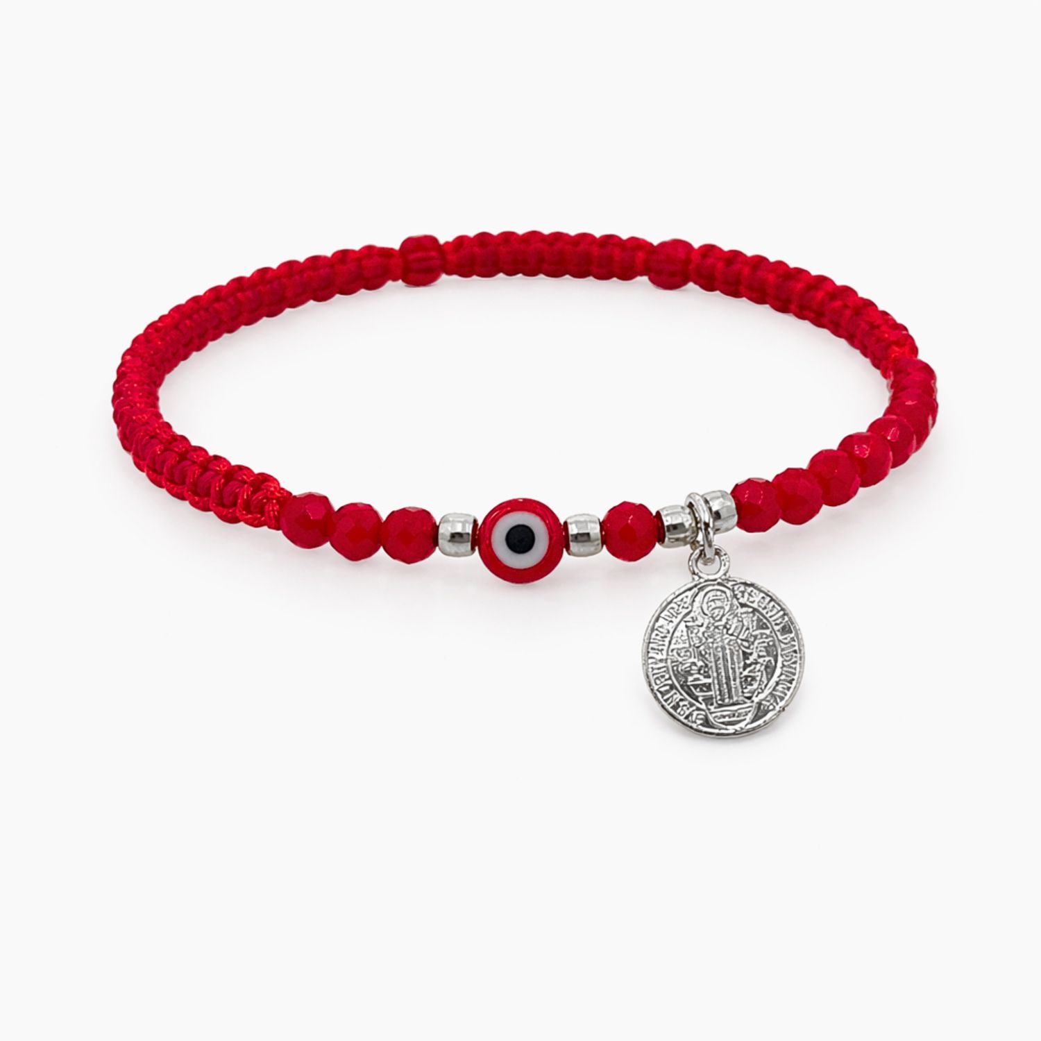 PULSERA DE HILO, AJUSTABLE, SAN BENITO PLATA .925