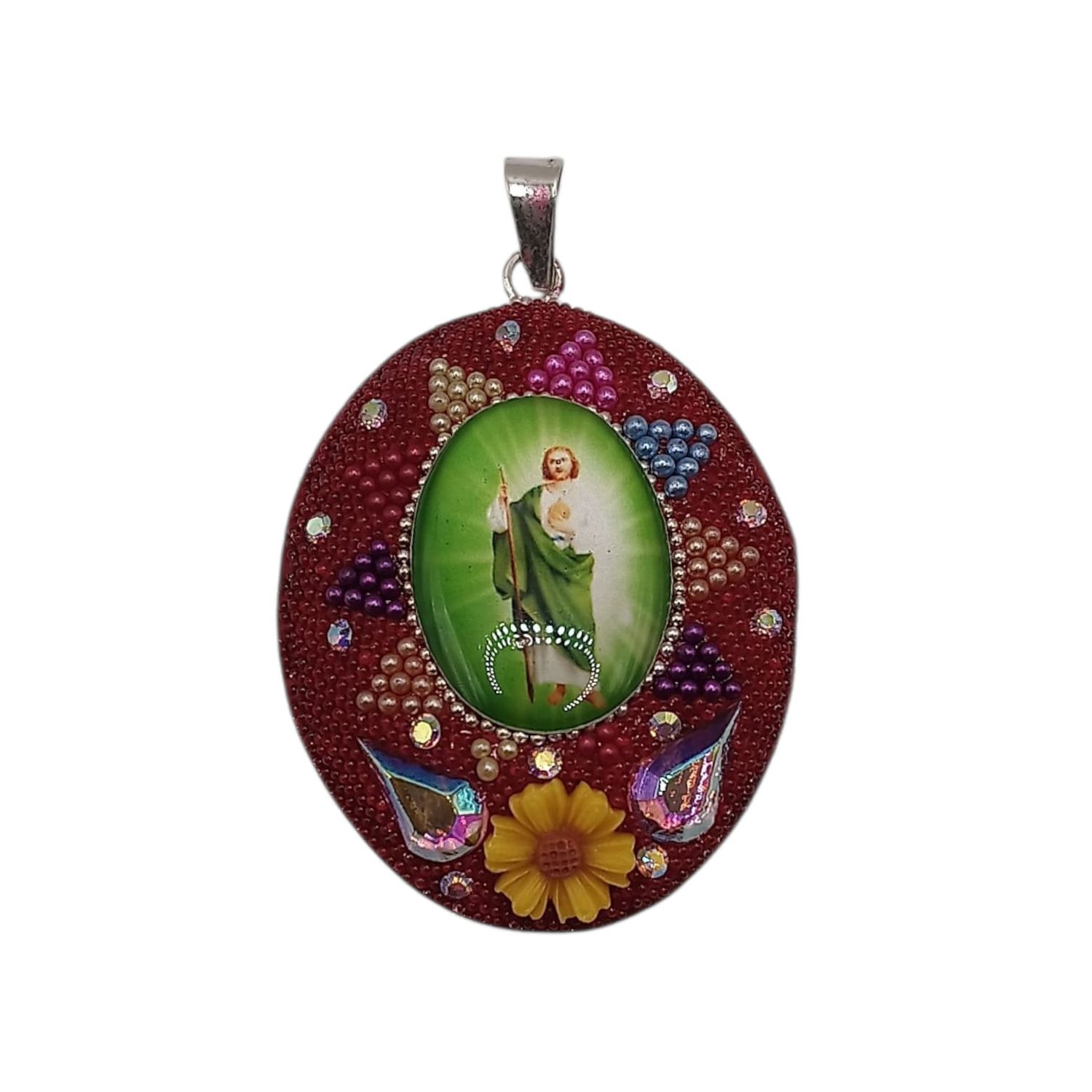 DIJE ARTESANAL SAN JUDAS T,  4.5 CM, PLATA .925