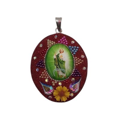 DIJE ARTESANAL SAN JUDAS T,  4.5 CM, PLATA .925