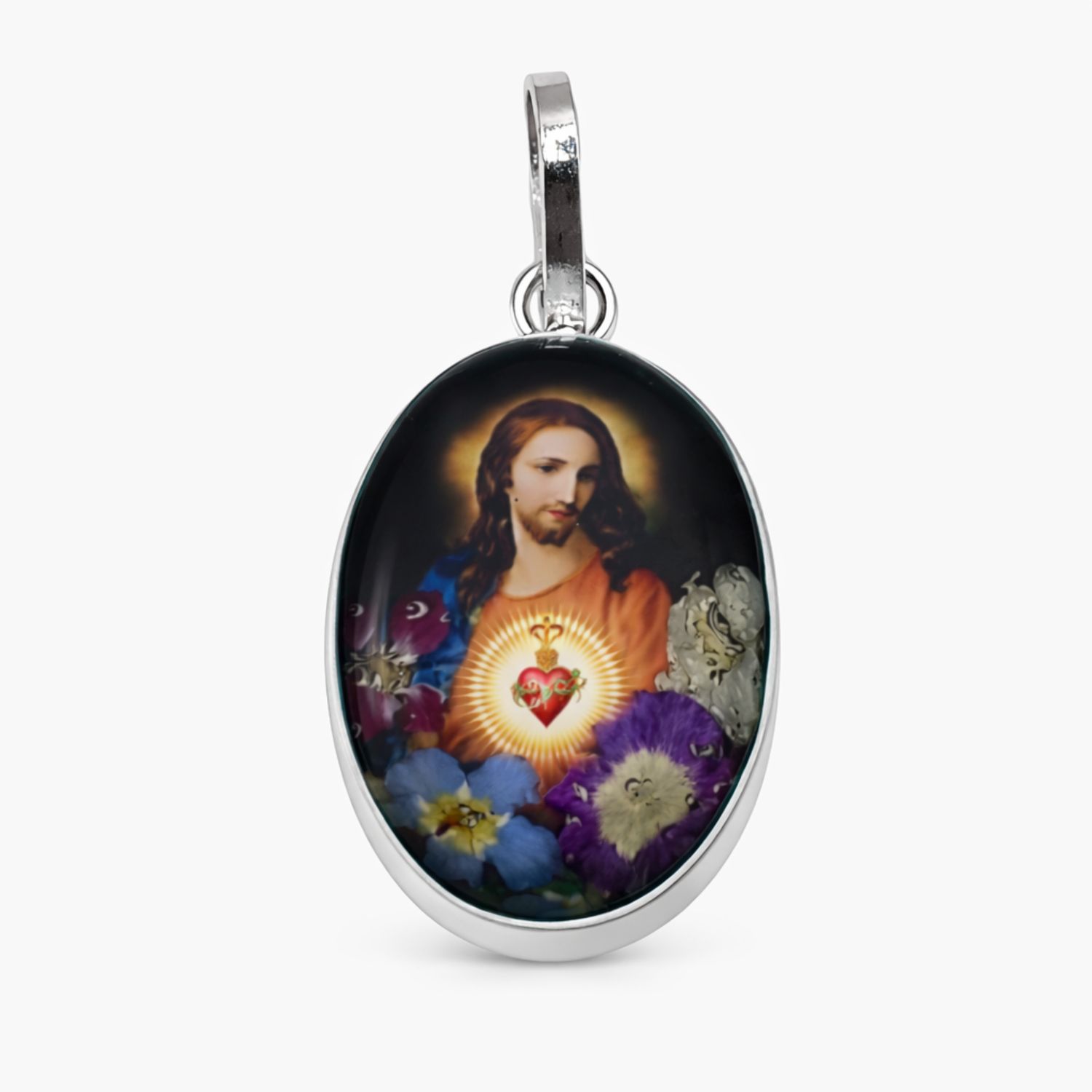 DIJE  SAGRADO CORAZON 1.5 CM, PLATA .925