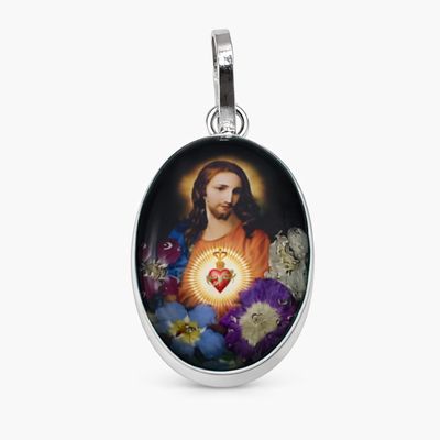 DIJE  SAGRADO CORAZON 1.5 CM, PLATA .925