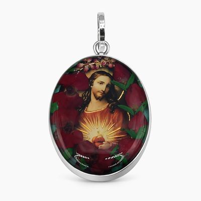 DIJE SAGRADO CORAZON, 4 CM, PLATA .925