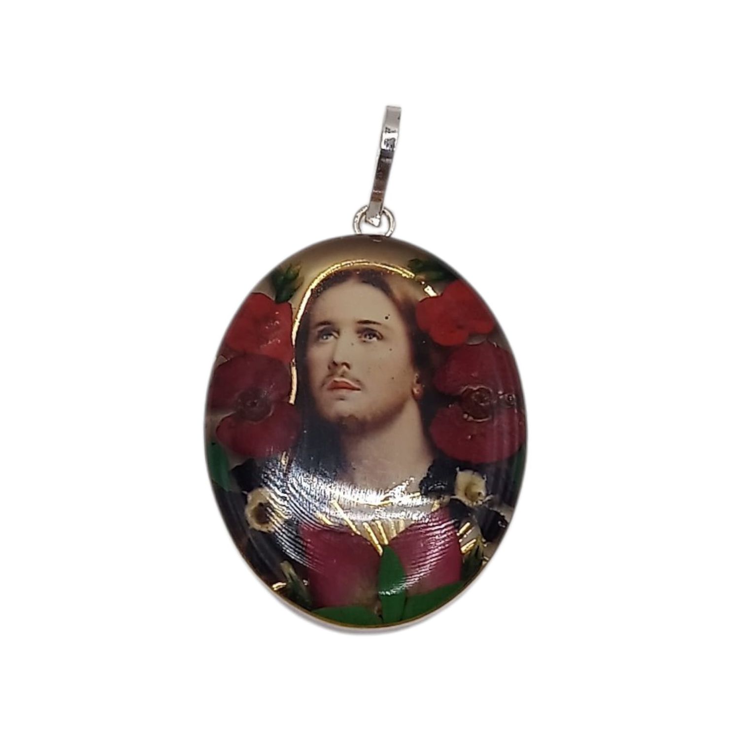 DIJE SAGRADO CORAZON 3.5 CM, PLATA .925