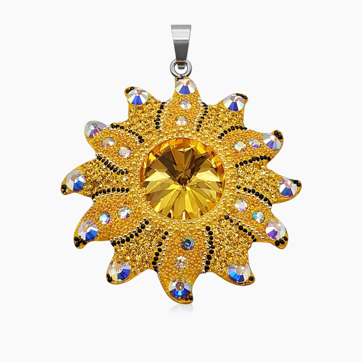 DIJE SOL ARTESANAL, 5.5 CM, PLATA .925