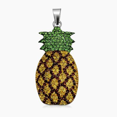 DIJE PIÑA ARTESANAL,  5 CM, PLATA .925