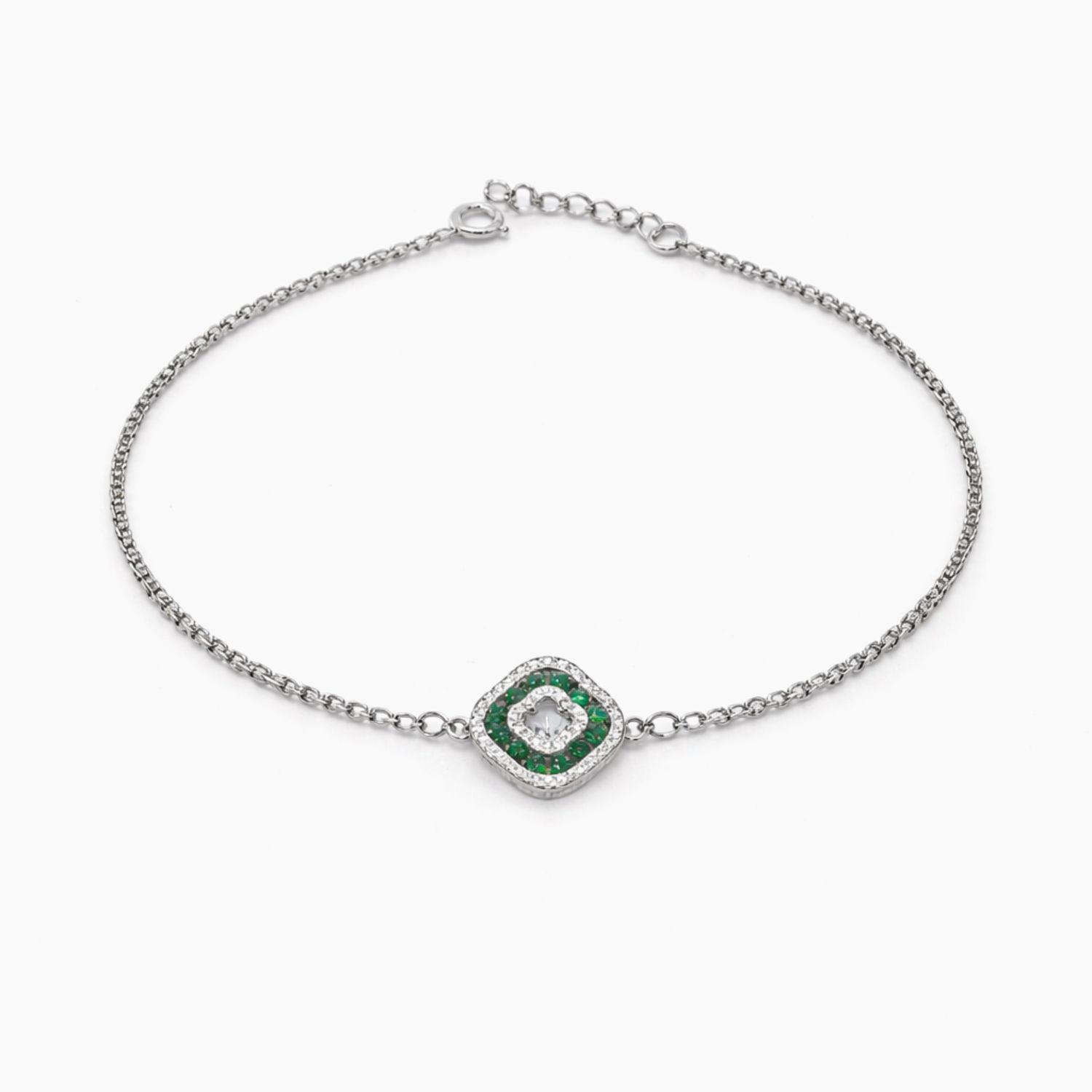 PULSERA CON CIRCONIA VDE Y BCA, 7" A 7.5", PLATA .925