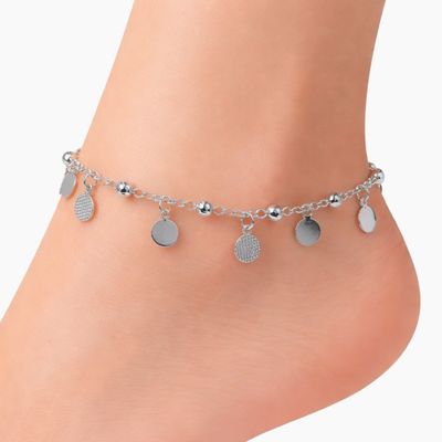 TOBILLERA 9" CIRCULOS, PLATA .925