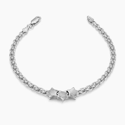 PULSERA CON ESTRELLAS 7", 3.5 MM, PLATA .925