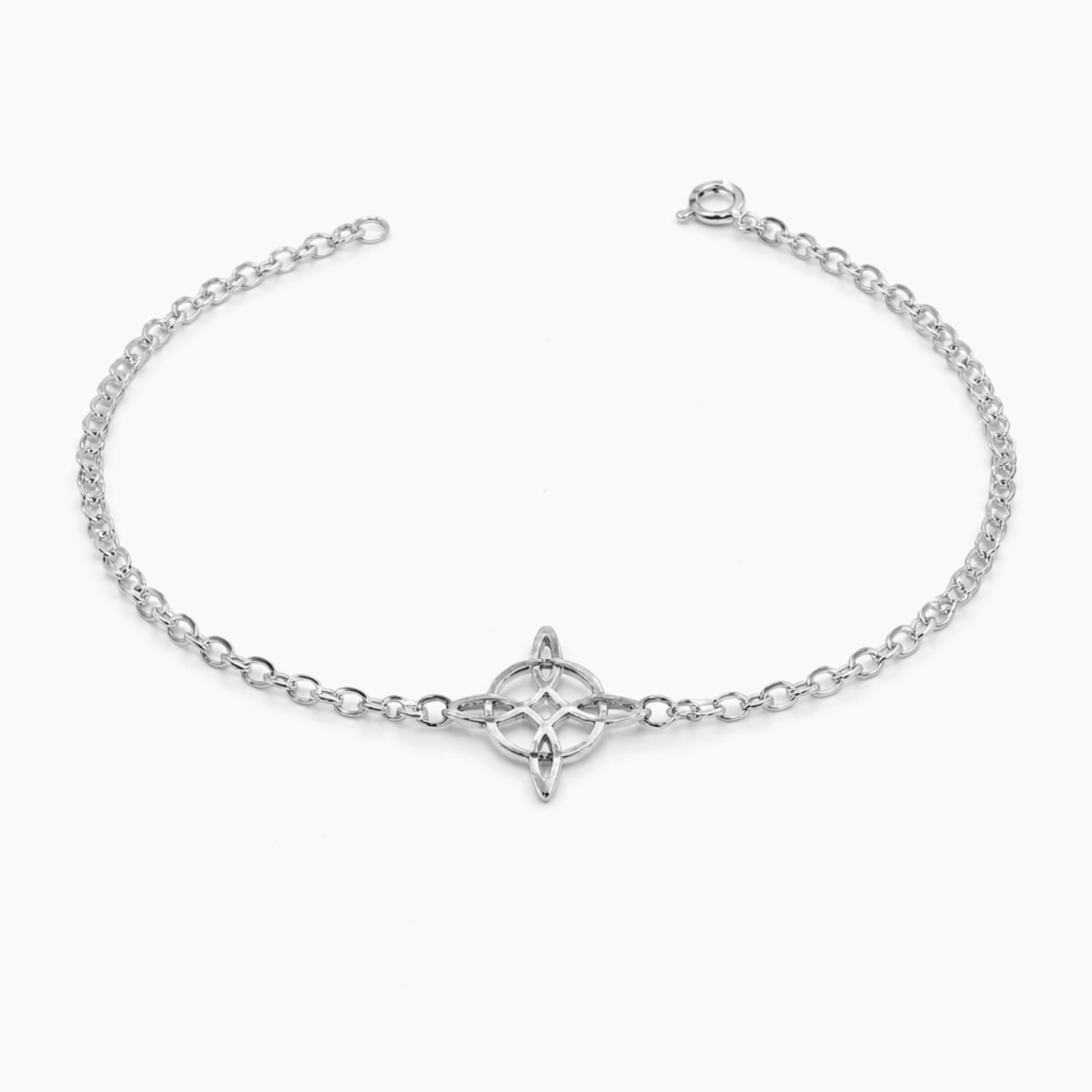 PULSERA CON DIJE NUDO DE BRUJA, 7", PLATA .925
