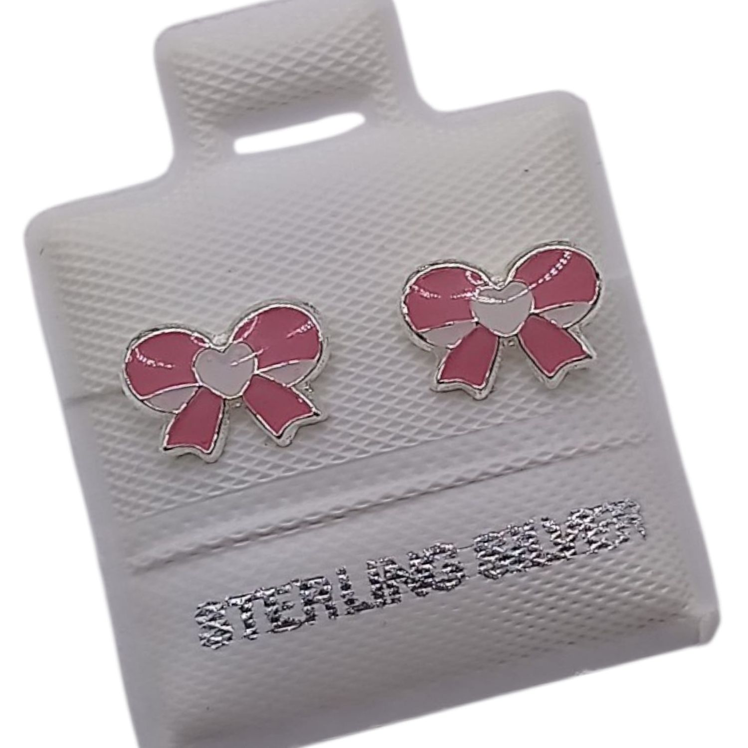 BROQUEL ESMALTADO MOÑITO ROSA, BROCHE BOLITA, PLATA .925