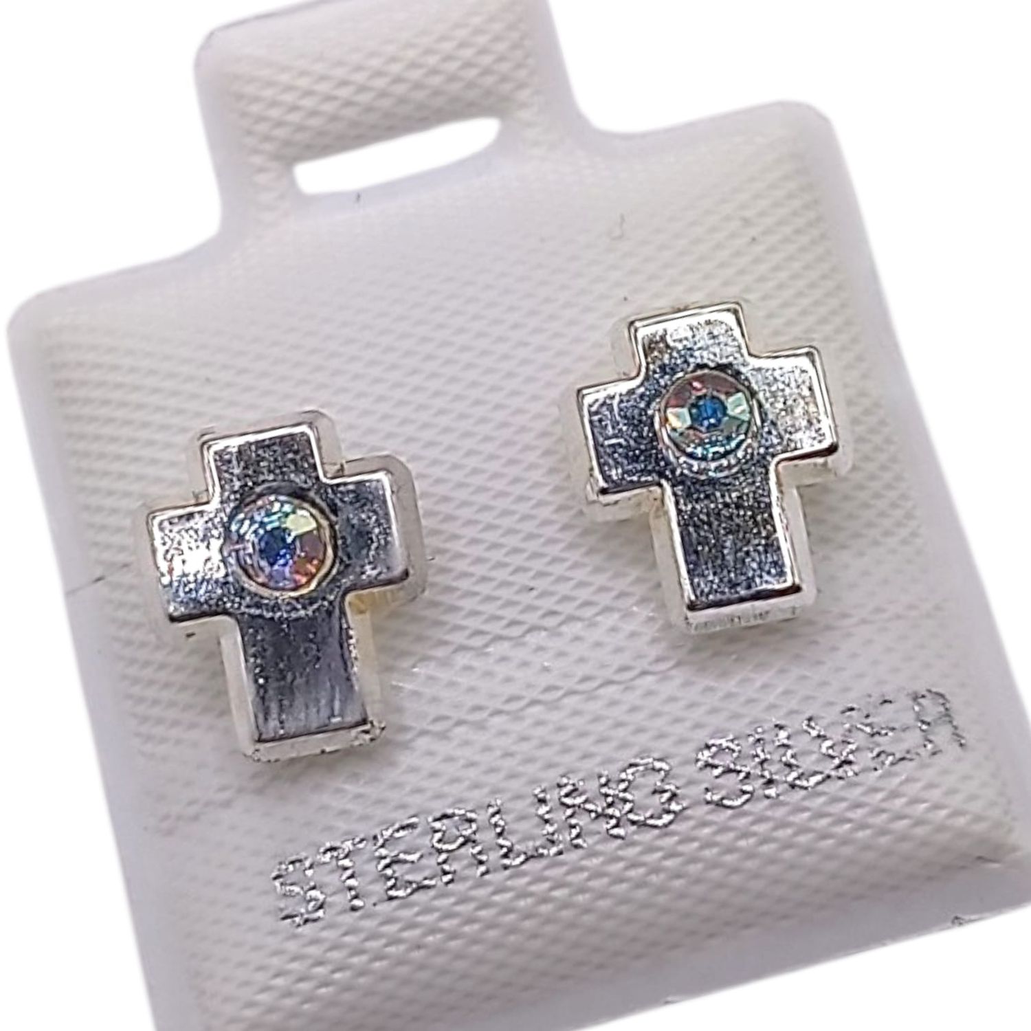 BROQUEL CRUZ CON CZ, BROCHE BOLITA, PLATA .925