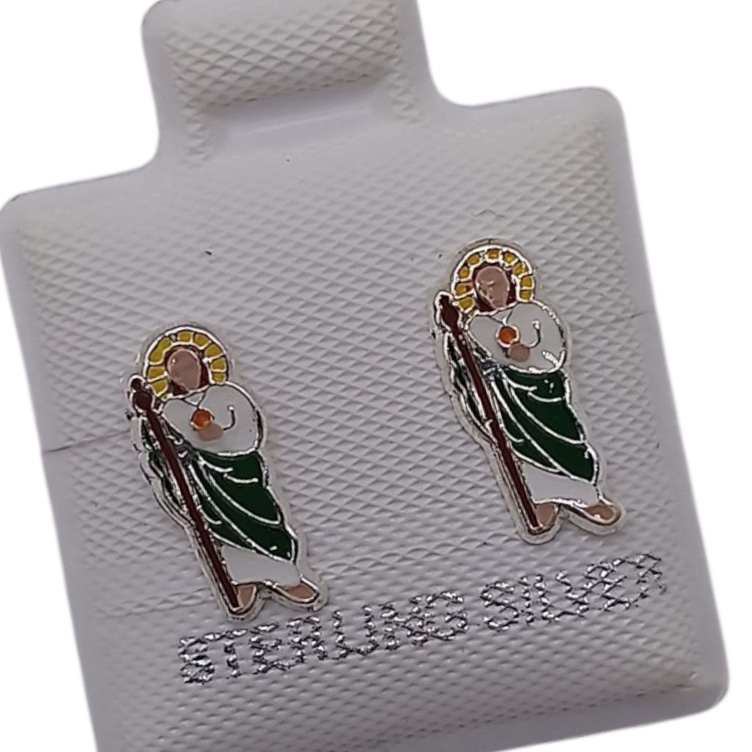 BROQUEL ESMALTADO SAN JUDAS, BROCHE BOLITA, PLATA .925