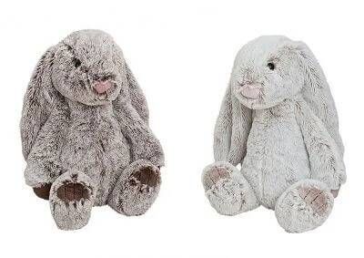 Pluche knuffel haas 1st, 30cm. — wit-grijs gewolkt