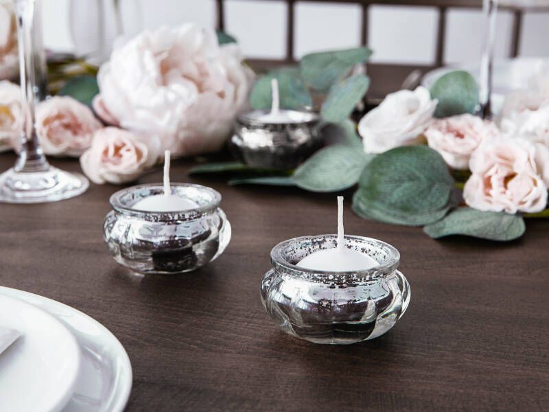 Theelichthouder zilver rond