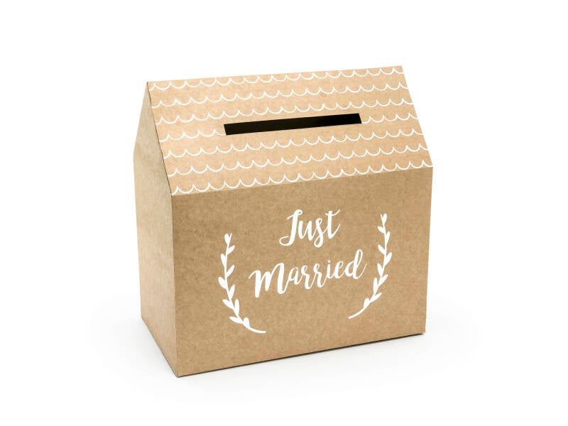 Kaarten box Just  married kraft
