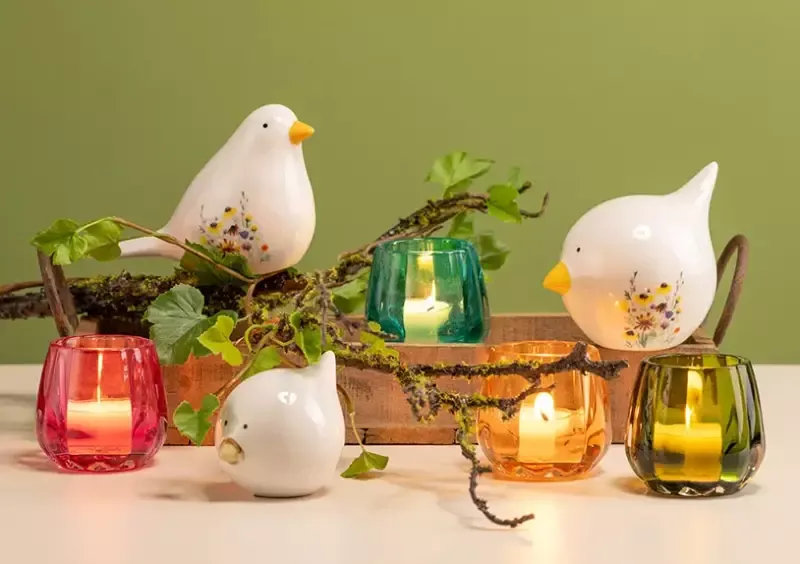 Theelichthouder glas 1st./ 4 kleuren assortiment — groen