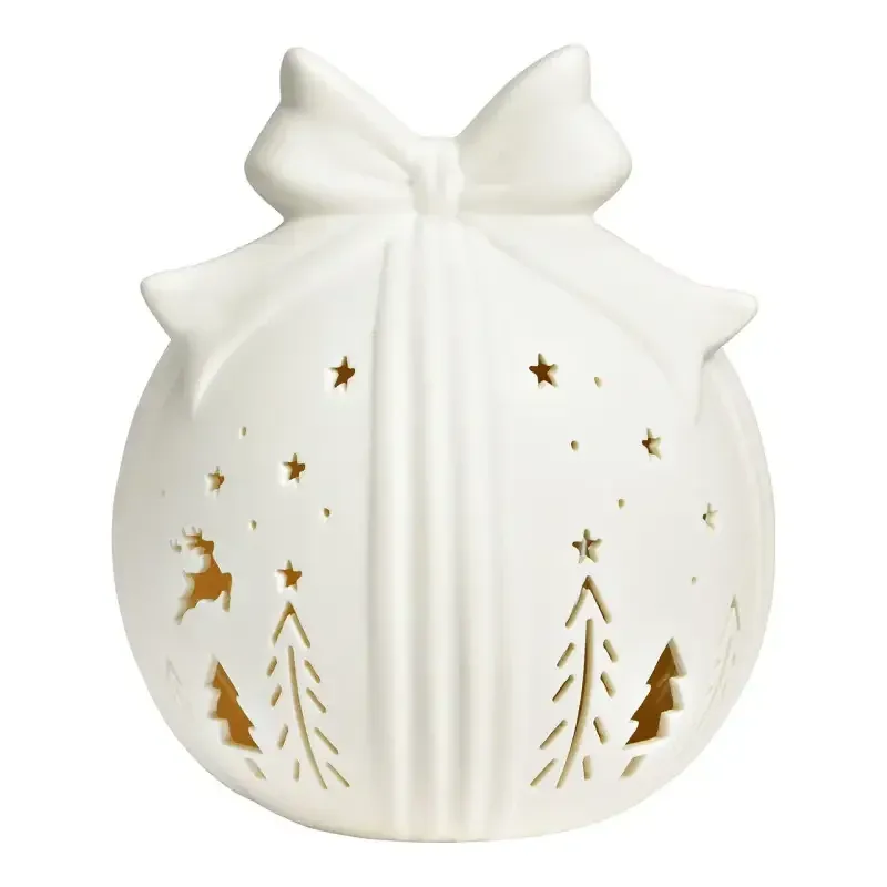 Cadeau met LED gemaakt van porselein, wit.