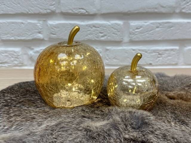 Set van 2 appels met ledlampjes goud.