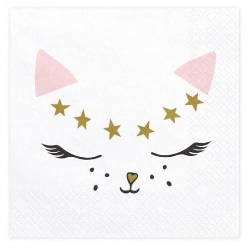 Servetten roze kitten