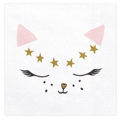 Servetten roze kitten