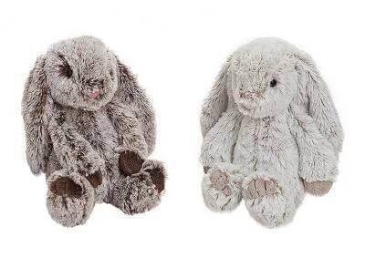 Pluche knuffel haas 1st. — wit-bruin gewolkt