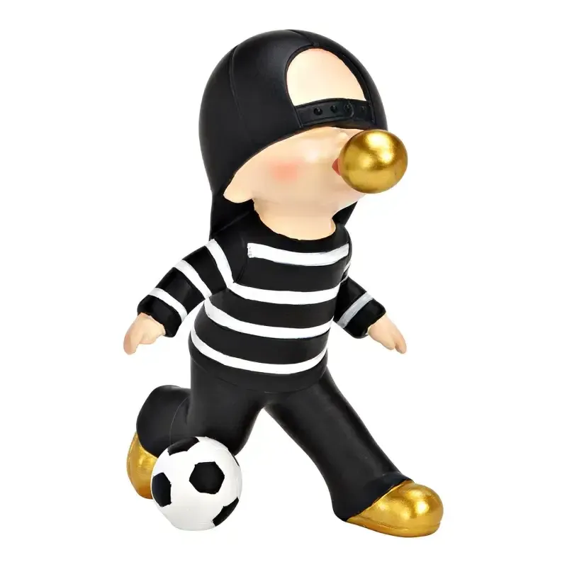 Voetballer met kauwgombubbel