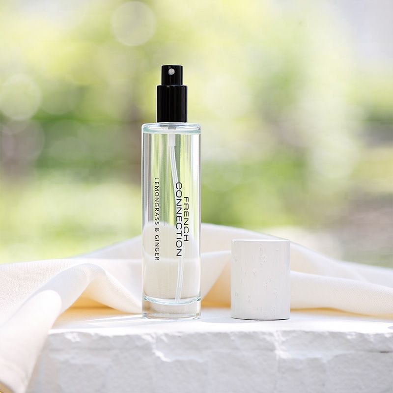 FRENCH CONNECTION WHITE WOODEN SURROUND LEMONGRASS&amp;GINGER ROOM SPRAY 100ML