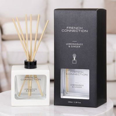 FRENCH CONNECTION WHITE WOODEN SURROUND DIFFUSER LEMONGRASS&amp;GINGER 100ML