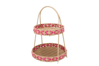 Rieten serveertoren fuchsia