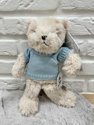 Teddy beer beige met blauw truitje 28cm