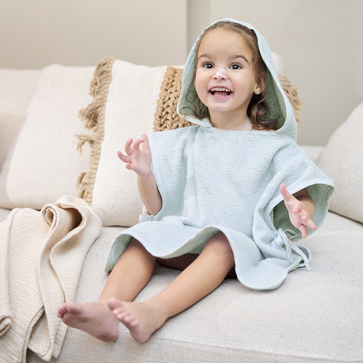 Bad poncho badstof Wavy Grey Blue