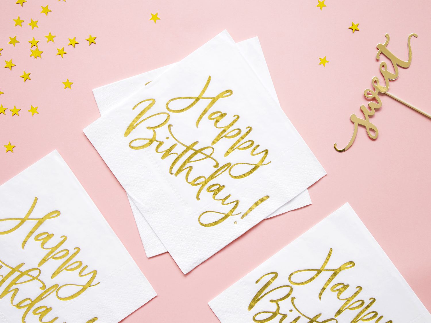 Servetten Happy Birthday goud
