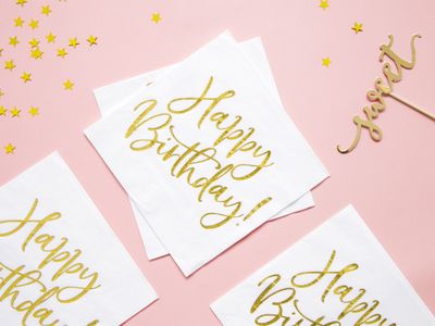 Servetten Happy Birthday goud
