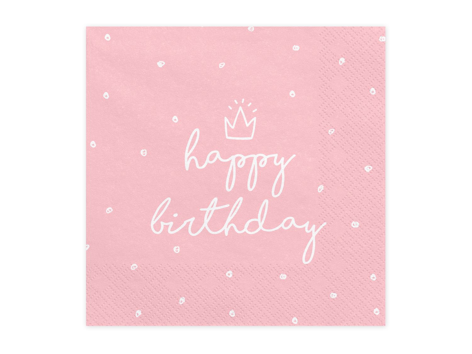 Servetten Happy Birthday roze wit
