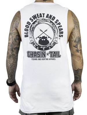 BLOOD SWEAT AND SPEARS muscle singlet / white