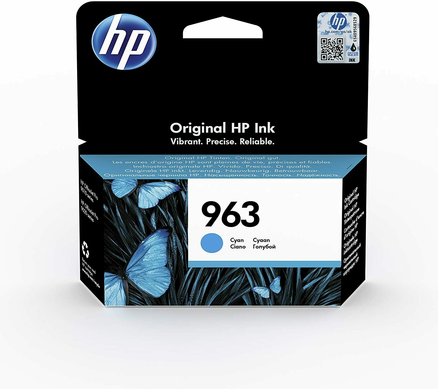 HP 3JA23AE 963 Original Ink Cartridge, Cyan, Single Pack