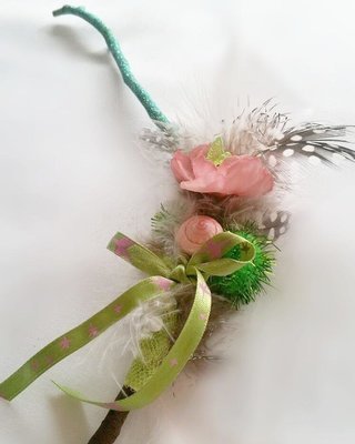 Green and Pink Woodland fairy wand
